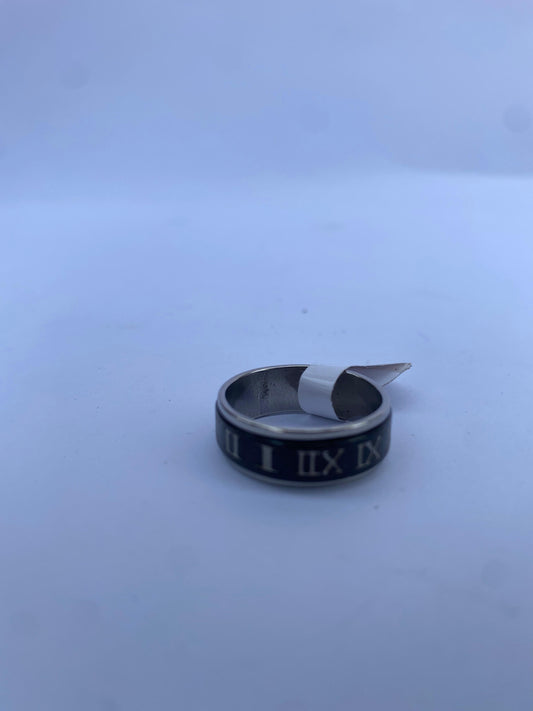 Roman Numeral Stainless Steel Ring – Timeless Black Band