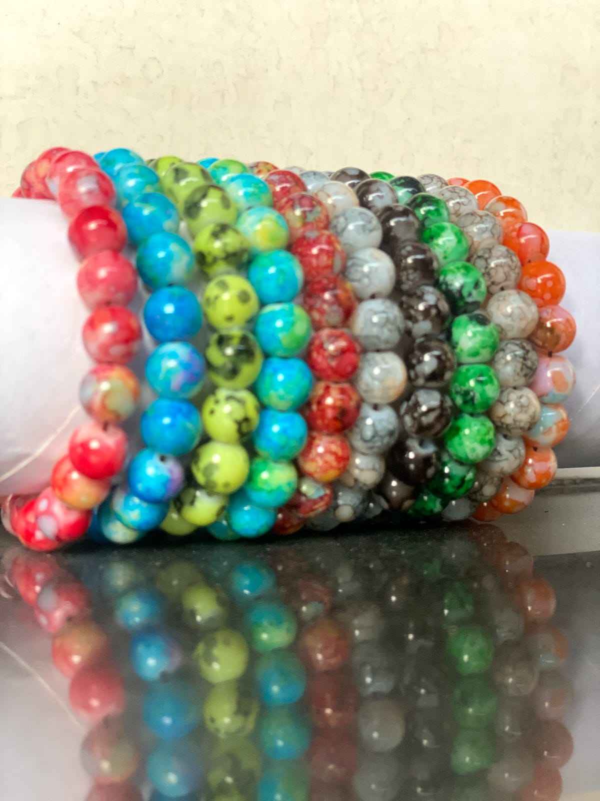 Colorful Marble Beaded Bracelets - Vibrant Natural Stone Jewelry