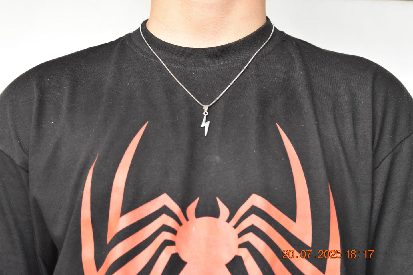 Lightning Bolt Pendant Necklace – Silver & Black Chains|