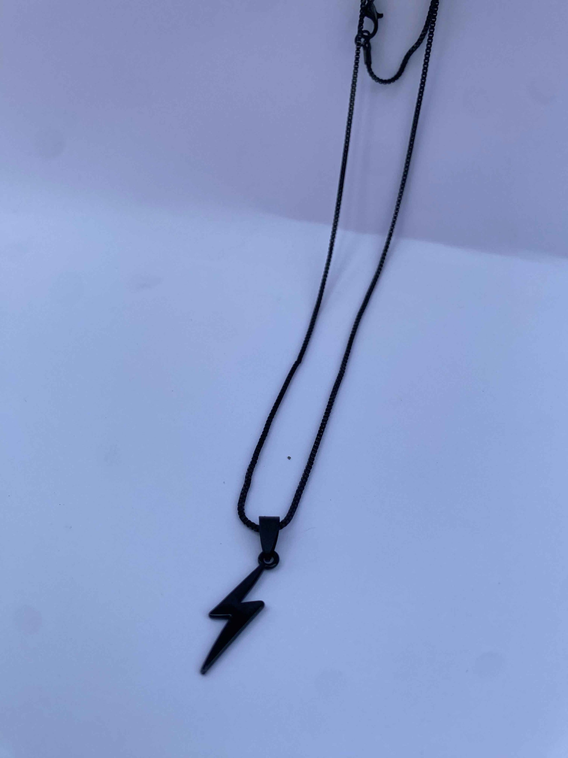 Lightning Bolt Pendant Necklace – Silver & Black Chains for Men & Women | Minimalist & Bold Styles