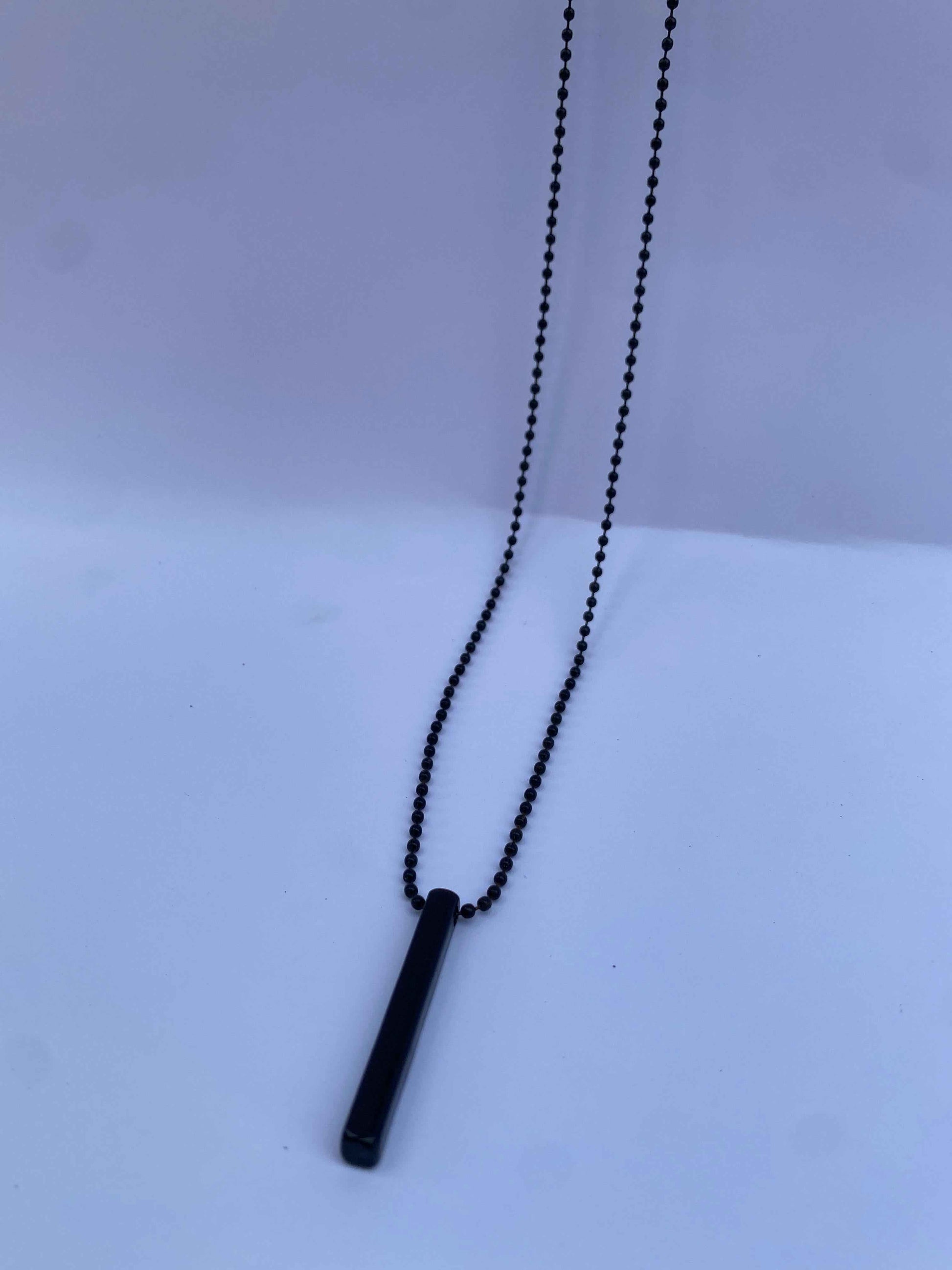 Modern Bar Pendant Necklace - Stainless Steel Minimalist Jewelry in Silver & Black