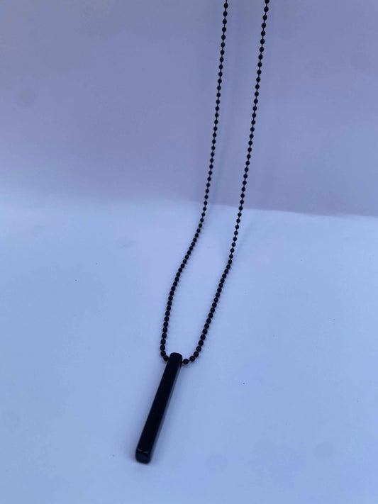 Modern Bar Pendant Necklace - Stainless Steel Minimalist Jewelry in Silver & Black