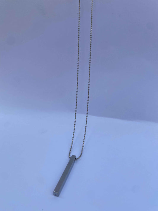Modern Bar Pendant Necklace - Stainless Steel Minimalist Jewelry in Silver & Black